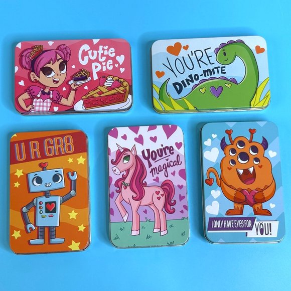 JOYIN Lot of 5 Valentines Day Tin Boxes‎ Gift Card Holder Tins - Picture 1 of 9
